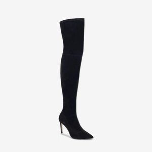 Coach Shea Over the Knee boots 7.5 Thigh High Suede Black heeled pointy toe